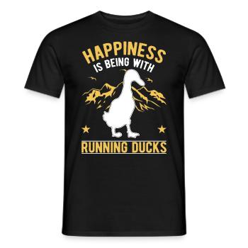 Happiness is being with Running Ducks Laufente - Men's T-Shirt - black - Front - AI Model Male 178 light (178cm)