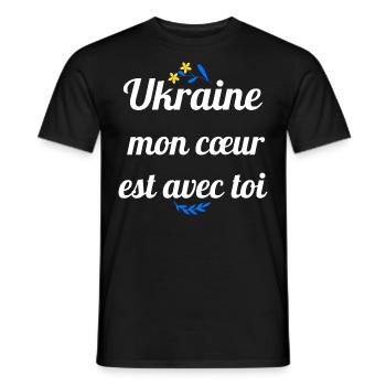 Ukraine mon coeur est avec toi - T-shirt homme - noir - Devant - AI Model Male 178 light (178cm)
