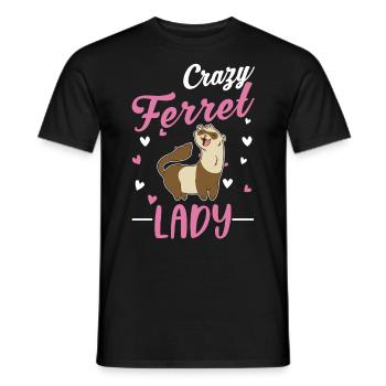 Crazy Ferret lady Frettchen - Men's T-Shirt - black - Front - AI Model Male 178 light (178cm)