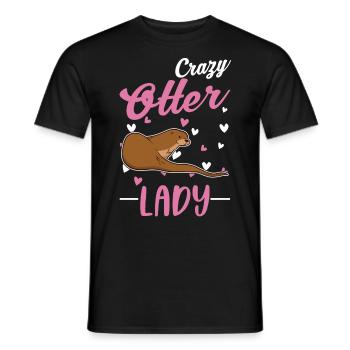 Crazy Otter lady otter Sea otter - Men's T-Shirt - black - Front - AI Model Male 178 light (178cm)