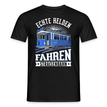 Echte Helden fahren Straßenbahn S-Bahn - Männer T-Shirt - Schwarz - Vorne - AI Model Male 178 light (178cm)