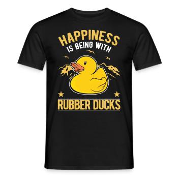 Squeaky Duck Happiness Bathing Duck Rubber Duck - Men's T-Shirt - black - Front - AI Model Male 178 light (178cm)