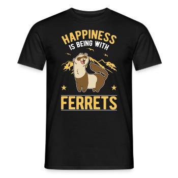 Le bonheur, c’est d’être avec Ferrets Frettchen - T-shirt homme - noir - Devant - AI Model Male 178 light (178cm)