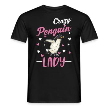 Crazy Penguin lady Pinguin - Männer T-Shirt - Schwarz - Vorne - AI Model Male 178 light (178cm)