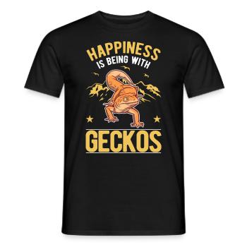 Le bonheur, c’est d’être avec les Geckos - T-shirt homme - noir - Devant - AI Model Male 178 light (178cm)