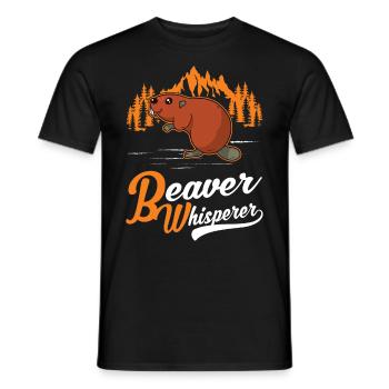 Biber Flüsterer Beaver Whisperer - Men's T-Shirt - black - Front - AI Model Male 178 light (178cm)