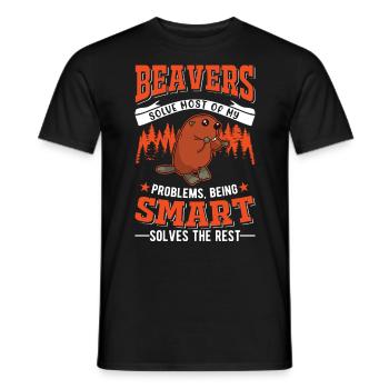 Biber Geschenk Biberdamm - Männer T-Shirt - Schwarz - Vorne - AI Model Male 178 light (178cm)