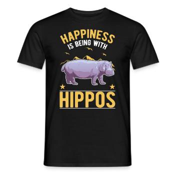 Hippopotame Bonheur Hippopotame - T-shirt homme - noir - Devant - AI Model Male 178 light (178cm)