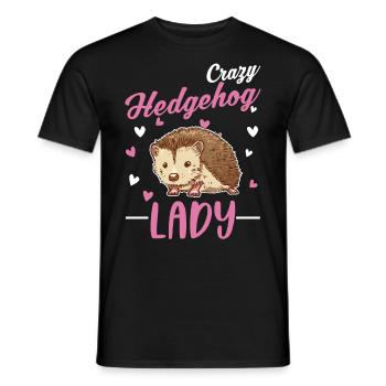 Crazy Hedgehog lady Hedgehog Prickly - Men's T-Shirt - black - Front - AI Model Male 178 light (178cm)