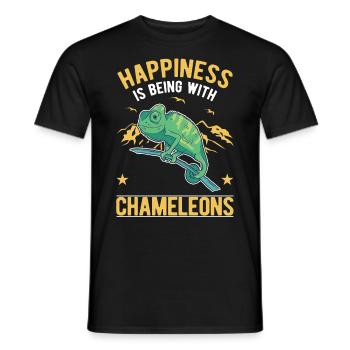 La felicidad es estar con camaleones Camaleón - Camiseta hombre - negro - delante - AI Model Male 178 light (178cm)
