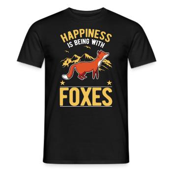 Happiness is being with Foxes Fuchs - Men's T-Shirt - black - Front - AI Model Male 178 light (178cm)