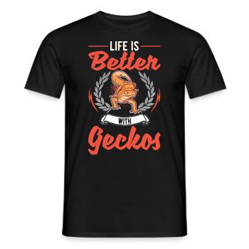 La vie est meilleure avec un gecko - T-shirt homme - noir - Devant - AI Model Male 178 light (178cm)