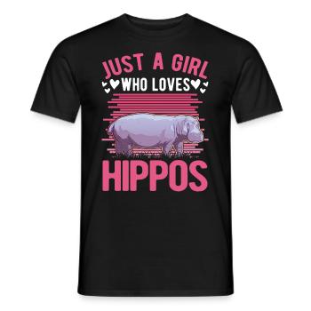 Juste une fille qui aime les hippopotames hippopotames hippopotames - T-shirt homme - noir - Devant - AI Model Male 178 light (178cm)