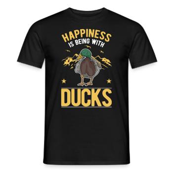 Happiness is being with Ducks duck breeder - Men's T-Shirt - black - Front - AI Model Male 178 light (178cm)