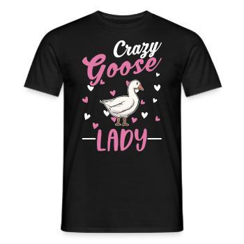 Crazy Goose lady geese goose breeder - Men's T-Shirt - black - Front - AI Model Male 178 light (178cm)