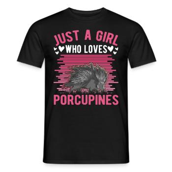 Porcupine Girl Porcupine - Men's T-Shirt - black - Front - AI Model Male 178 light (178cm)