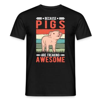 Because Pigs are freaking awesome Schweine - Men's T-Shirt - black - Front - AI Model Male 178 light (178cm)