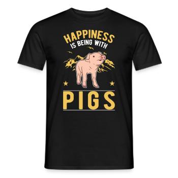 SchweineHappiness is being with Pigs - Men's T-Shirt - black - Front - AI Model Male 178 light (178cm)