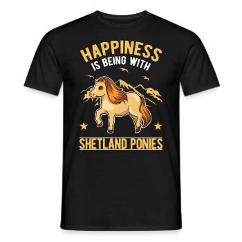 Poney Shetland Lucky Poney Shetland Shetty - T-shirt homme - noir - Devant - AI Model Male 178 light (178cm)