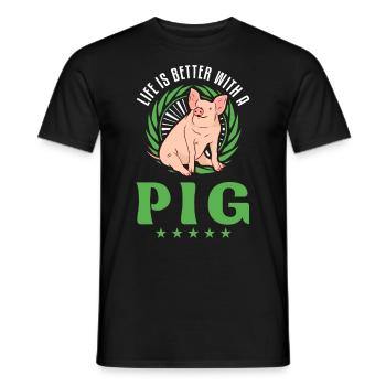 Life is better with pig farmer - Men's T-Shirt - black - Front - AI Model Male 178 light (178cm)