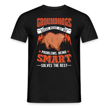 Marmot Groundhog Day Forest Marmot - Men's T-Shirt - black - Front - AI Model Male 178 light (178cm)