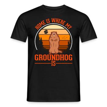 Groundhog Home Groundhog Day Marmot - Men's T-Shirt - black - Front - AI Model Male 178 light (178cm)