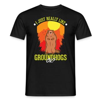J’aime beaucoup les marmottes Marmotte Murmeltier - T-shirt homme - noir - Devant - AI Model Male 178 light (178cm)