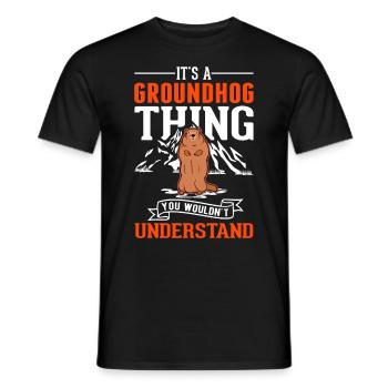 Groundhog Thing Groundhog Day Marmot - Men's T-Shirt - black - Front - AI Model Male 178 light (178cm)
