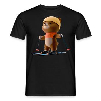Stunned skier Bear - Men's T-Shirt - black - Front - AI Model Male 178 light (178cm)