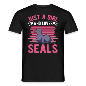 Robben Mädchen Seehund Seelöwe - Männer T-Shirt - Schwarz - Vorne - AI Model Male 178 light (178cm)