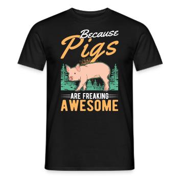 Because Pigs are freaking awesome Schweine - Men's T-Shirt - black - Front - AI Model Male 178 light (178cm)