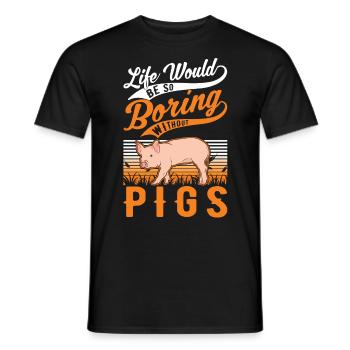 Porc Cadeau Agriculteur Cochon - T-shirt homme - noir - Devant - AI Model Male 178 light (178cm)