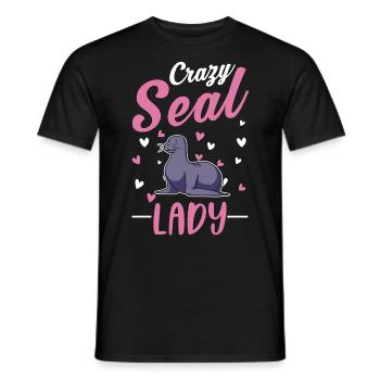 Verrückte Seerobben Frau Seehund Seelöwe - Männer T-Shirt - Schwarz - Vorne - AI Model Male 178 light (178cm)