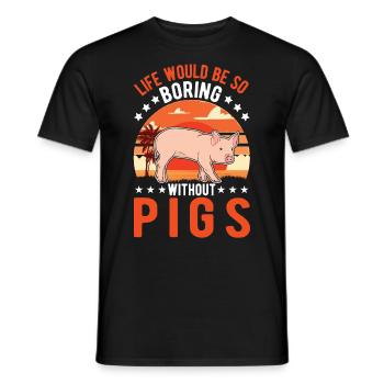 Pig Gift Farmer Pig - Men's T-Shirt - black - Front - AI Model Male 178 light (178cm)