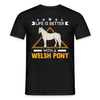La vie est meilleure avec mon poney gallois - T-shirt homme - noir - Devant - AI Model Male 178 light (178cm)