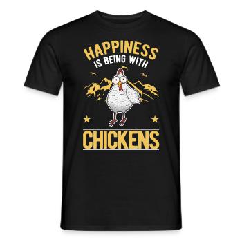Le bonheur, c’est d’être avec Chickens Hühner - T-shirt homme - noir - Devant - AI Model Male 178 light (178cm)