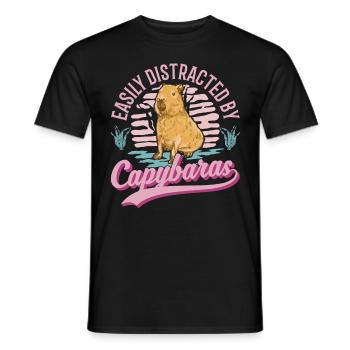 Easily distracted by Capybaras - Männer T-Shirt - Schwarz - Vorne - AI Model Male 178 light (178cm)