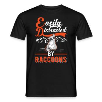 Easily distracted by Raccoons Raccoons Raccoon - Men's T-Shirt - black - Front - AI Model Male 178 light (178cm)