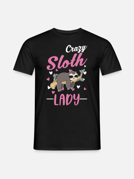 Verrückte Faultier Frau - Männer T-Shirt - Schwarz