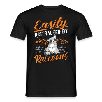 Easily distracted by Raccoons Waschbär - Men's T-Shirt - black - Front - AI Model Male 178 light (178cm)