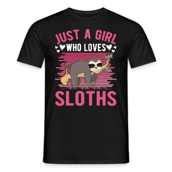 Juste une fille qui aime Sloth Sloth Sloth Girl - T-shirt homme - noir - Devant - AI Model Male 178 light (178cm)