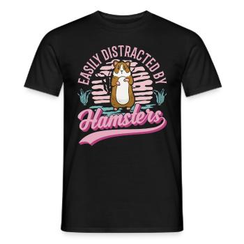Facilement distrait par les hamsters Goldhamster - T-shirt homme - noir - Devant - AI Model Male 178 light (178cm)