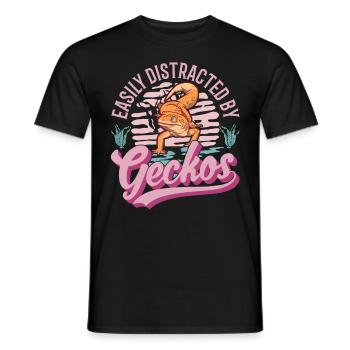 Easily distracted by Geckos Leopardgecko - Männer T-Shirt - Schwarz - Vorne - AI Model Male 178 light (178cm)