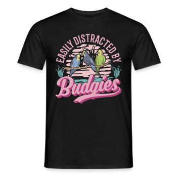 Easily distracted by Budgies Budgie - Men's T-Shirt - black - Front - AI Model Male 178 light (178cm)