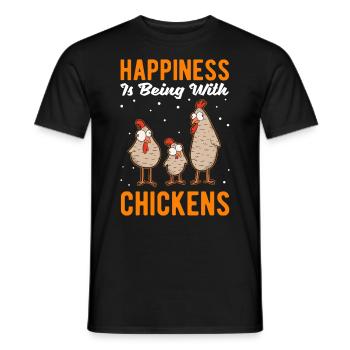 Le bonheur, c’est d’être avec Chickens Hühner - T-shirt homme - noir - Devant - AI Model Male 178 light (178cm)
