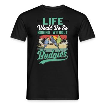Budgie Gift Welli cockatiel - Men's T-Shirt - black - Front - AI Model Male 178 light (178cm)
