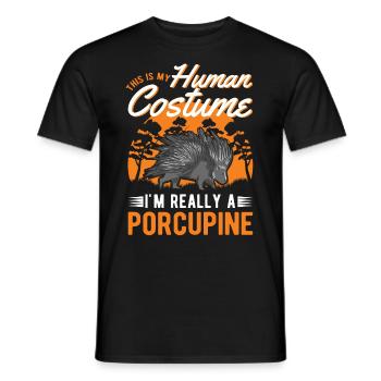 Porcupine Costume Humain Halloween - T-shirt homme - noir - Devant - AI Model Male 178 light (178cm)