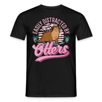 Facilement distrait par les loutres Loutre Loutre Loutre Loutre - T-shirt homme - noir - Devant - AI Model Male 178 light (178cm)