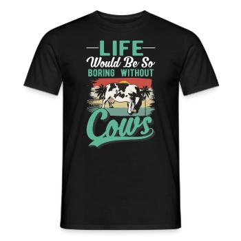 Vache éleveuse de bovins agriculteur vaches - T-shirt homme - noir - Devant - AI Model Male 178 light (178cm)