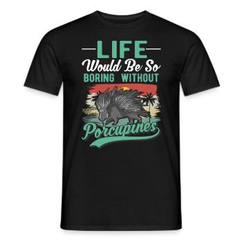 Porcupine Gift Porcupine - Men's T-Shirt - black - Front - AI Model Male 178 light (178cm)